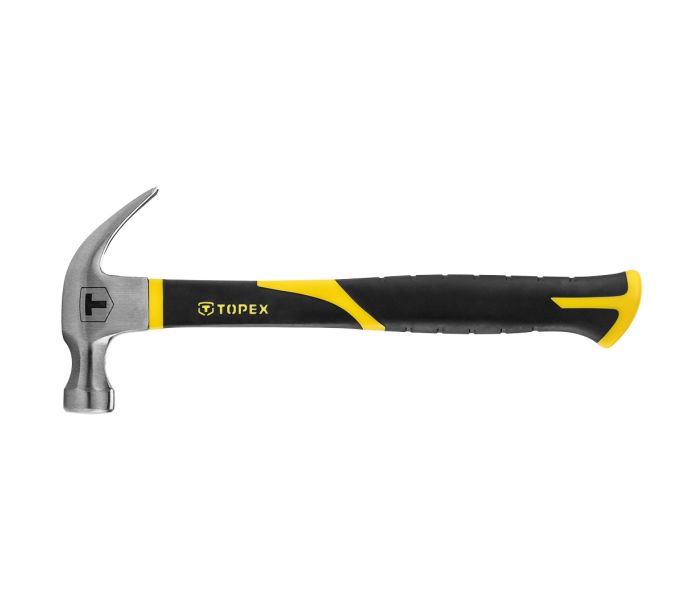 Молоток столярний 450г, ручка зі скловолокна, гумова ручка TOPEX (02A850)